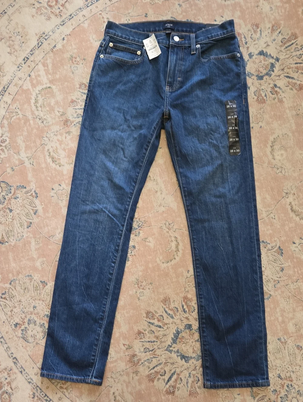 J. Crew Flex Slim Straight Blue Jeans Stretch Denim Classic 5 Pocket 28x30 NEW